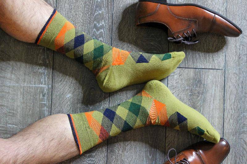 Dress Casual Combed Cotton Crew Argyle Socks M6000