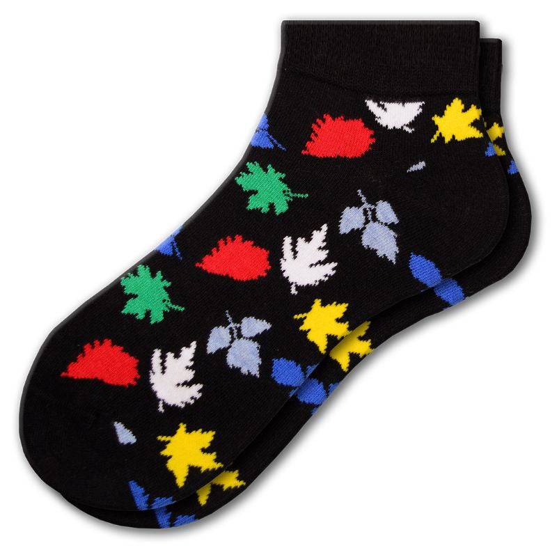 Sierra Socks Womens' Colorful Socks, Leaf Pattern Combed Cotton Ankle Socks