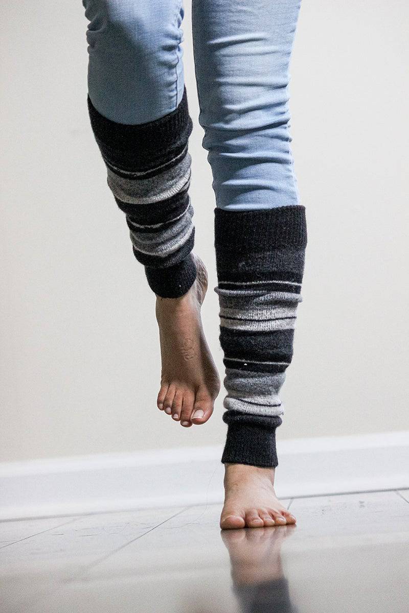 Girl's Stripe Lambswool Knee Hi Leg Warmers W424