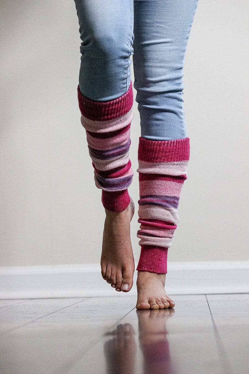 Girl's Stripe Lambswool Knee Hi Leg Warmers W424