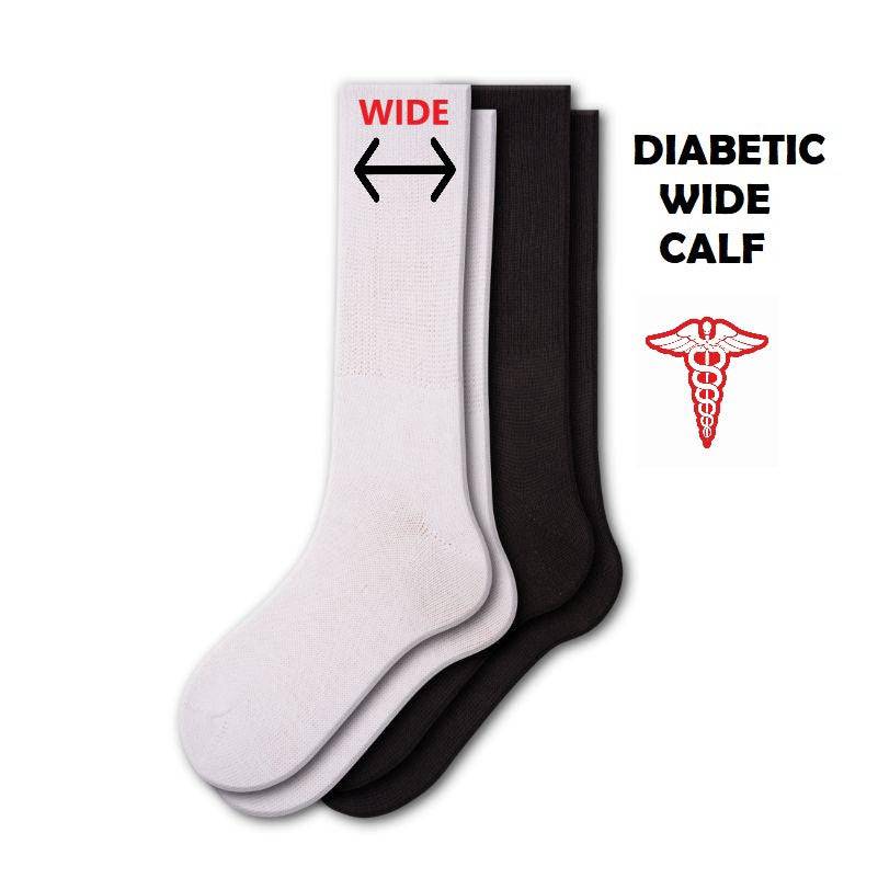 Health Diabetic Wide Calf Cotton Crew Men's Socks 2 pair pack M6500