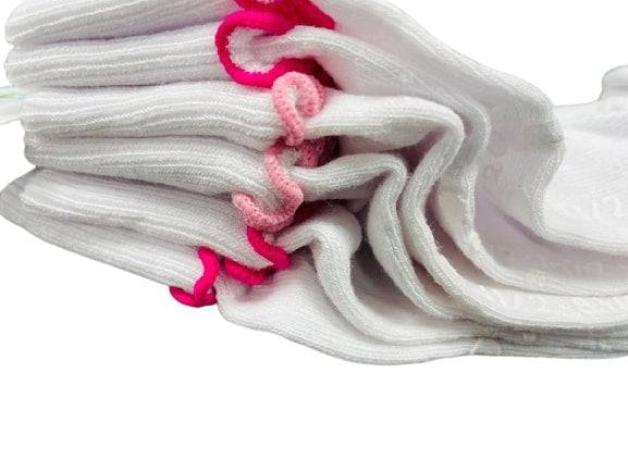 Girls Cotton Lettuce Ruffle Ripple Edge Turn Cuff Non Skid Seamless Toe 3 Pair Pack