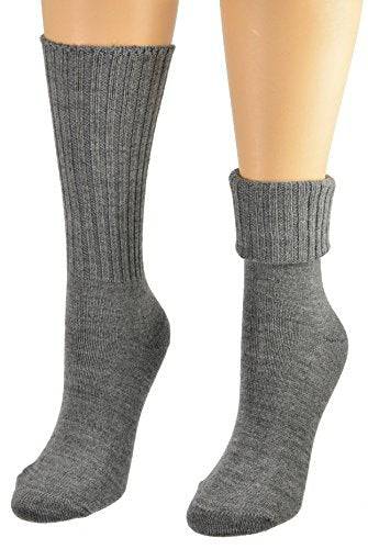 Solid Color Ribbed Crew Turn cuff Soft Acrylic Socks 3 Pair Pack Socks W300616