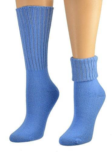 Solid Color Ribbed Crew Turn cuff Soft Acrylic Socks 3 Pair Pack Socks W300616