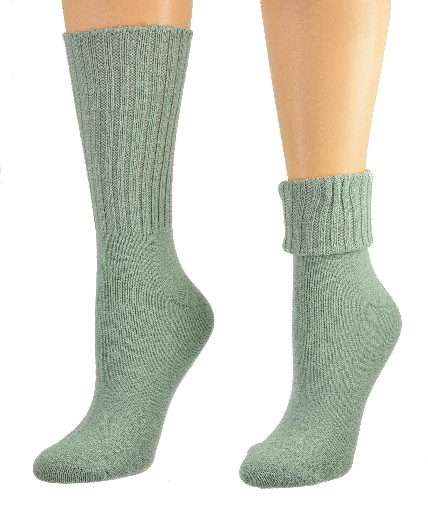 Solid Color Ribbed Crew Turn cuff Soft Acrylic Socks 3 Pair Pack Socks W300616
