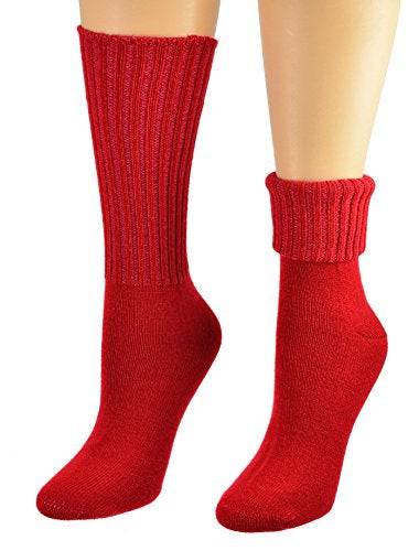 Solid Color Ribbed Crew Turn cuff Soft Acrylic Socks 3 Pair Pack Socks W300616