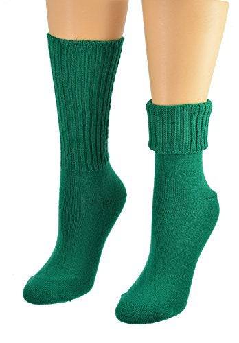 Solid Color Ribbed Crew Turn cuff Soft Acrylic Socks 3 Pair Pack Socks W300616