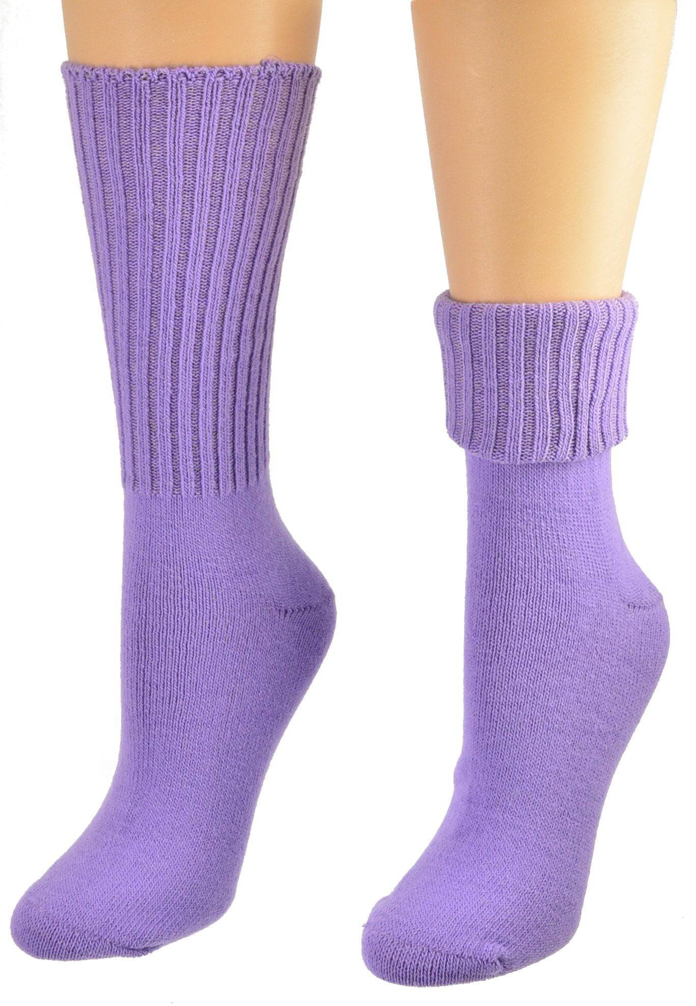 Solid Color Ribbed Crew Turn cuff Soft Acrylic Socks 3 Pair Pack Socks W300616