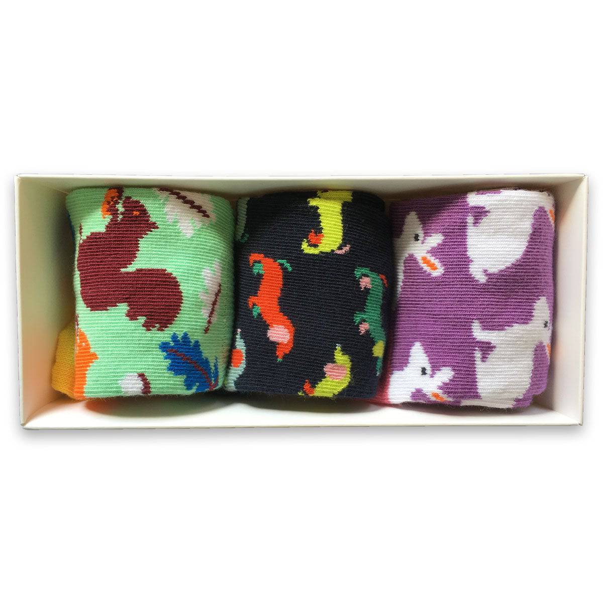 Toddler Combed Cotton Crew Assorted 3-Pack Gift Box