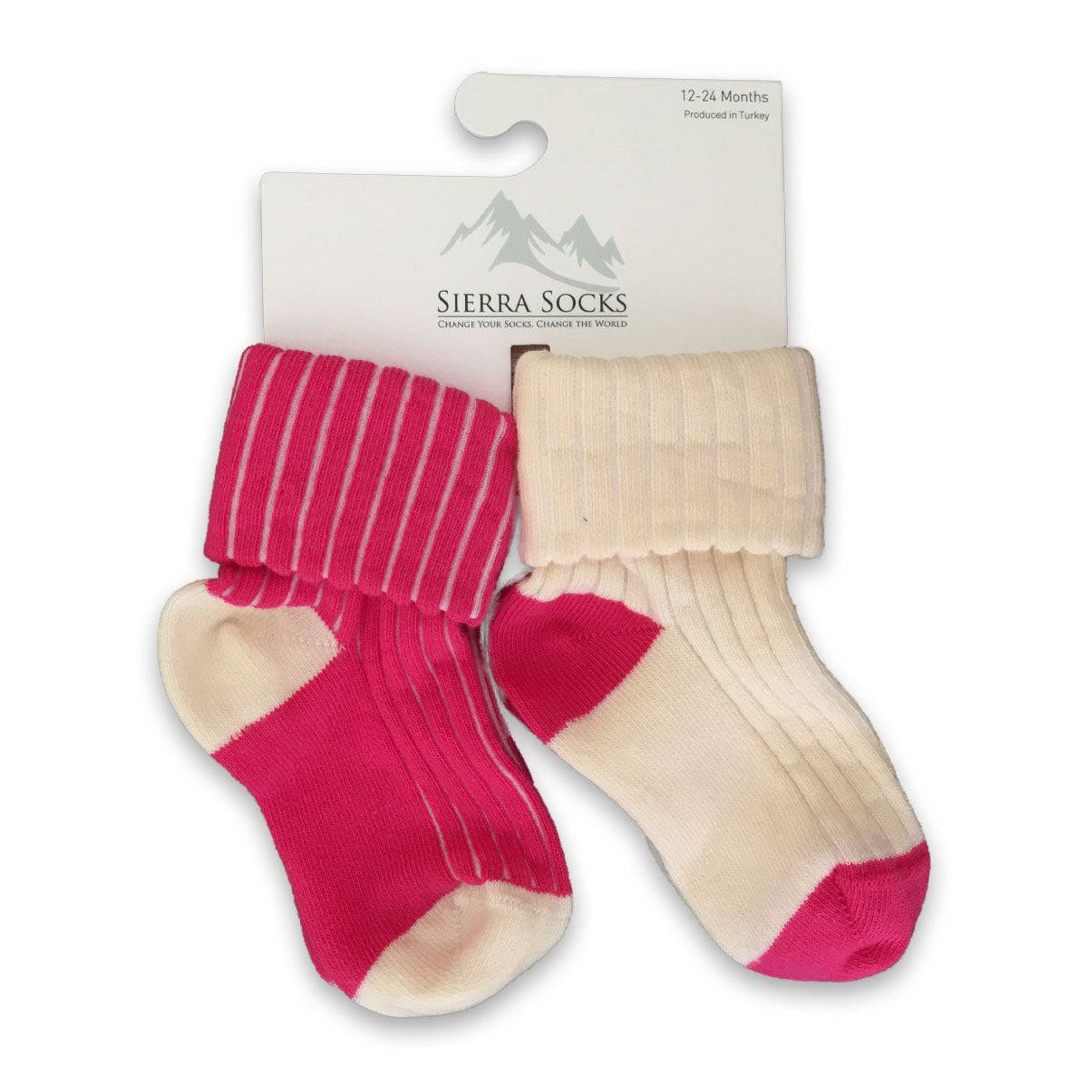 Toddler Combed Cotton Ribbed Turn Cuff 2-Pack Socks
