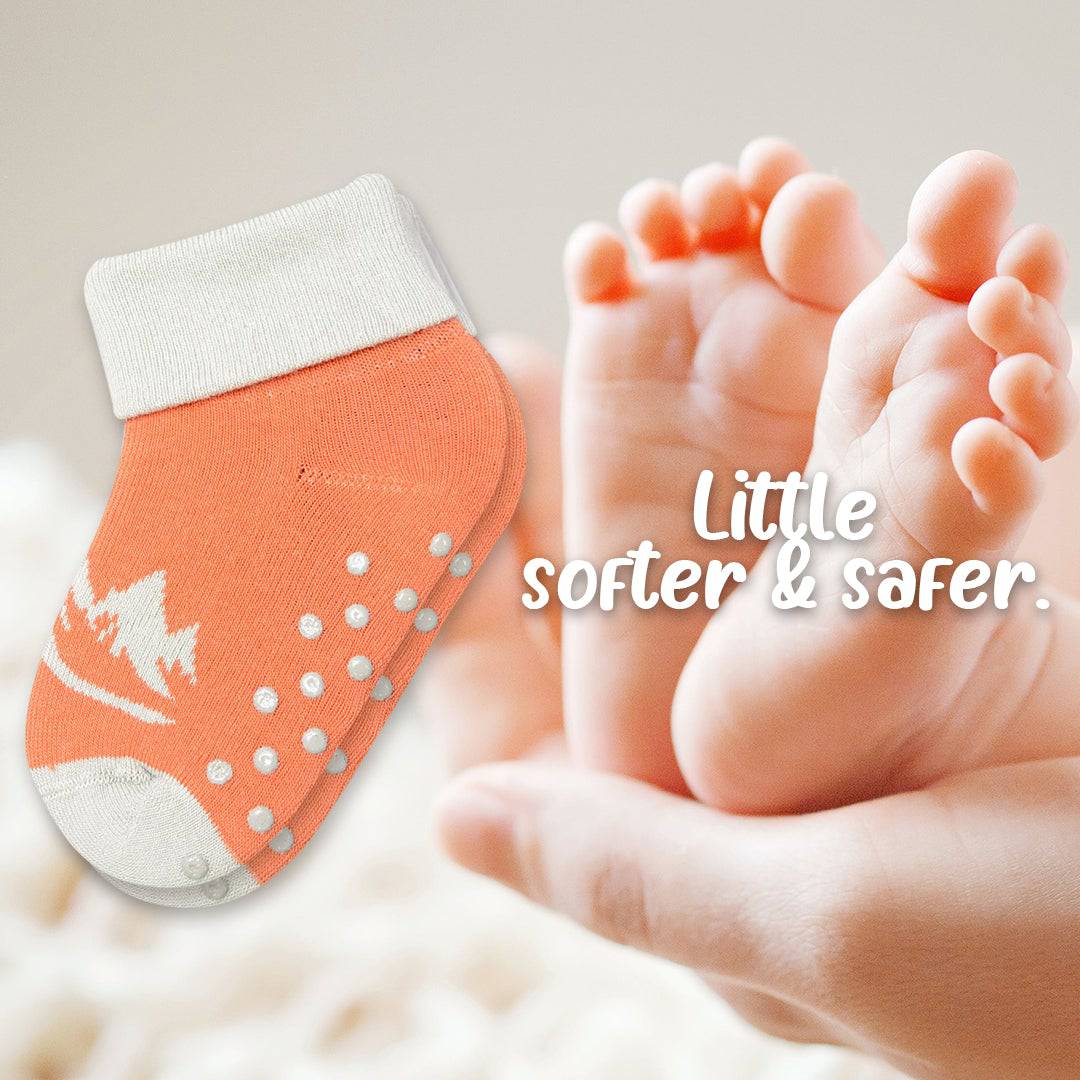 Toddler Combed Cotton Turn cuff  Non-Slip Socks