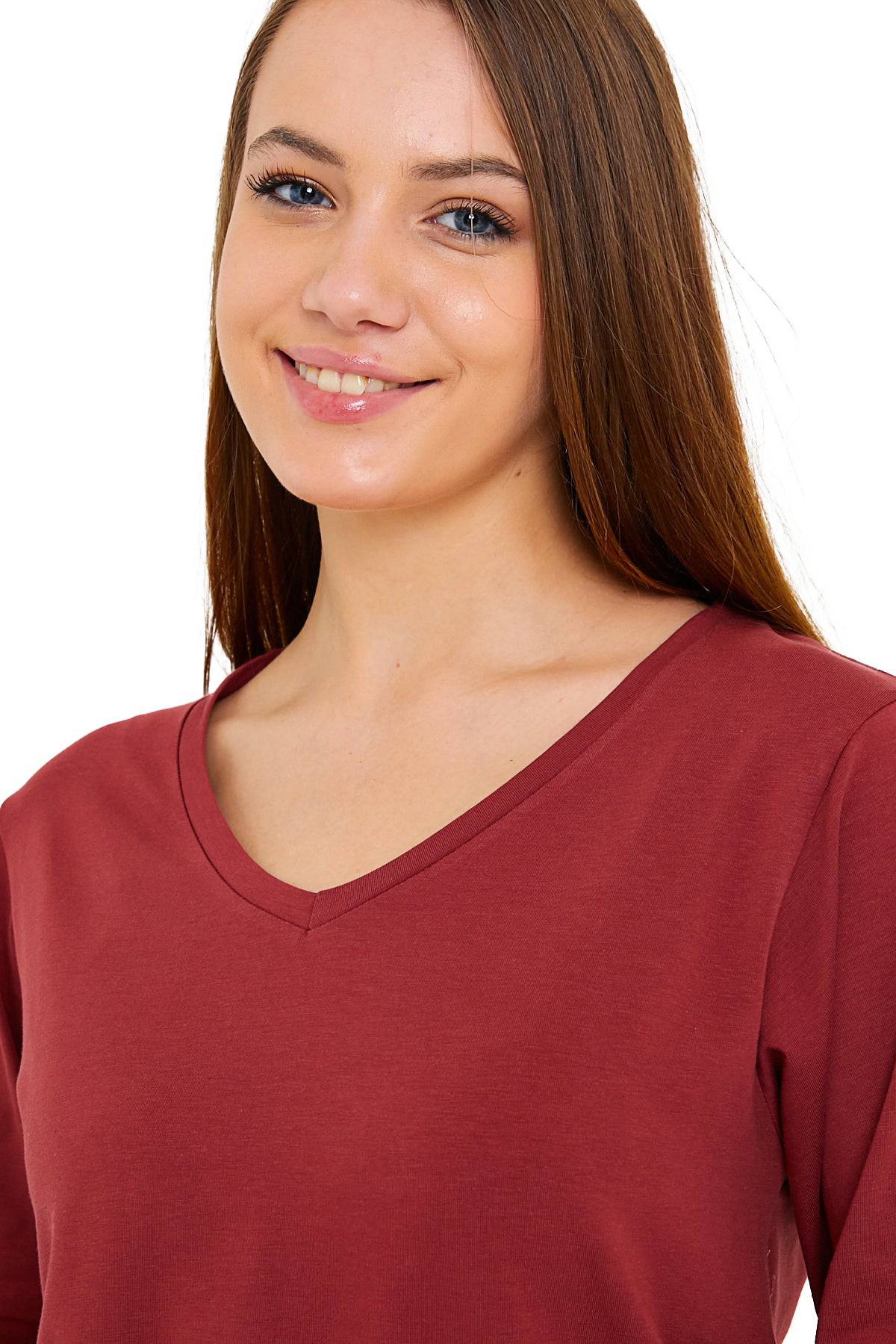 Women's V-Neck Long Sleeve T-Shirts