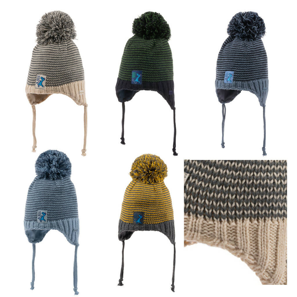 Knitted Winter Beanie with Sherpa Lined Earflaps for Infants (0-18 Months) - Wear Sierra