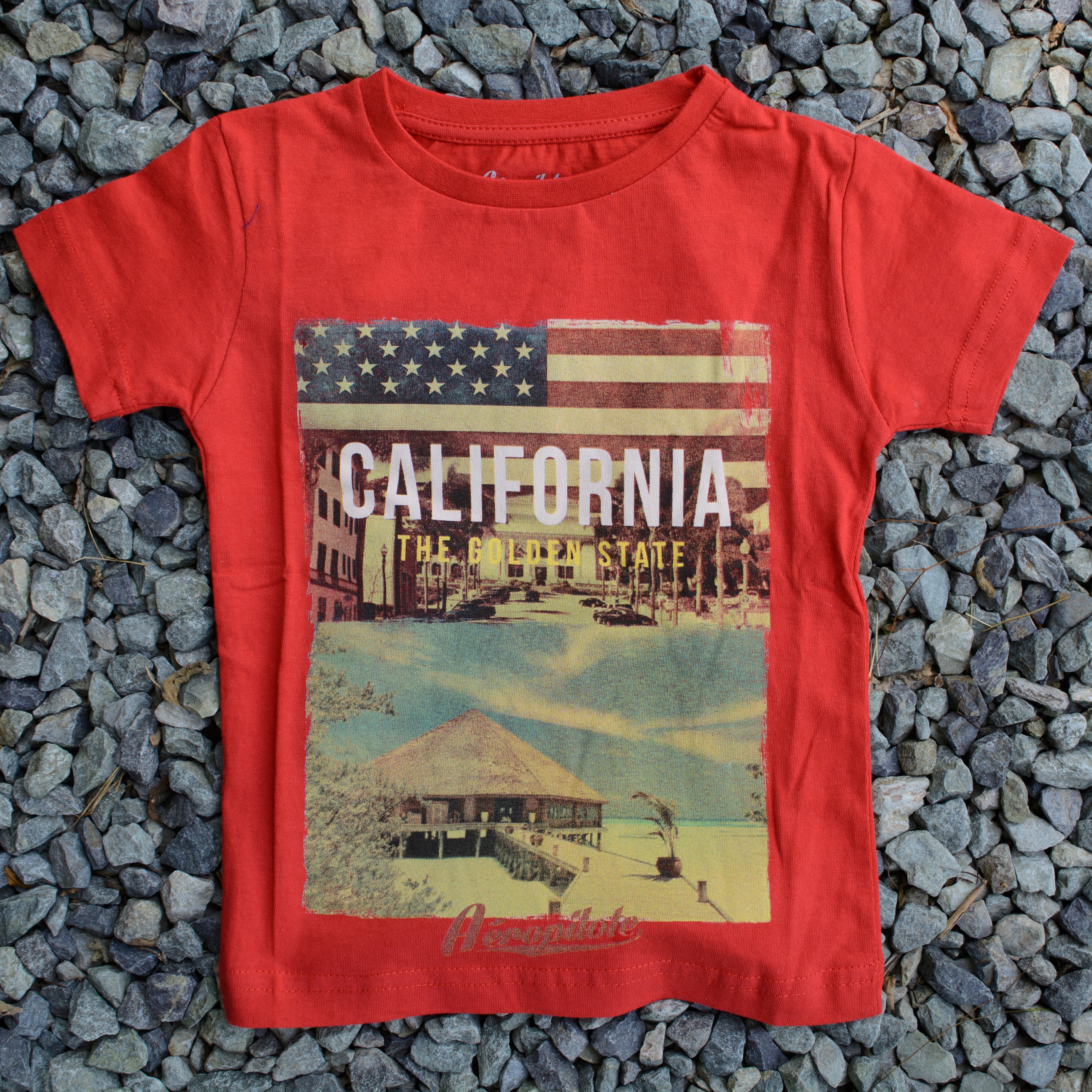 California - Tees for Kids - Red & White T-Shirt - Gift for Children - Wear Sierra