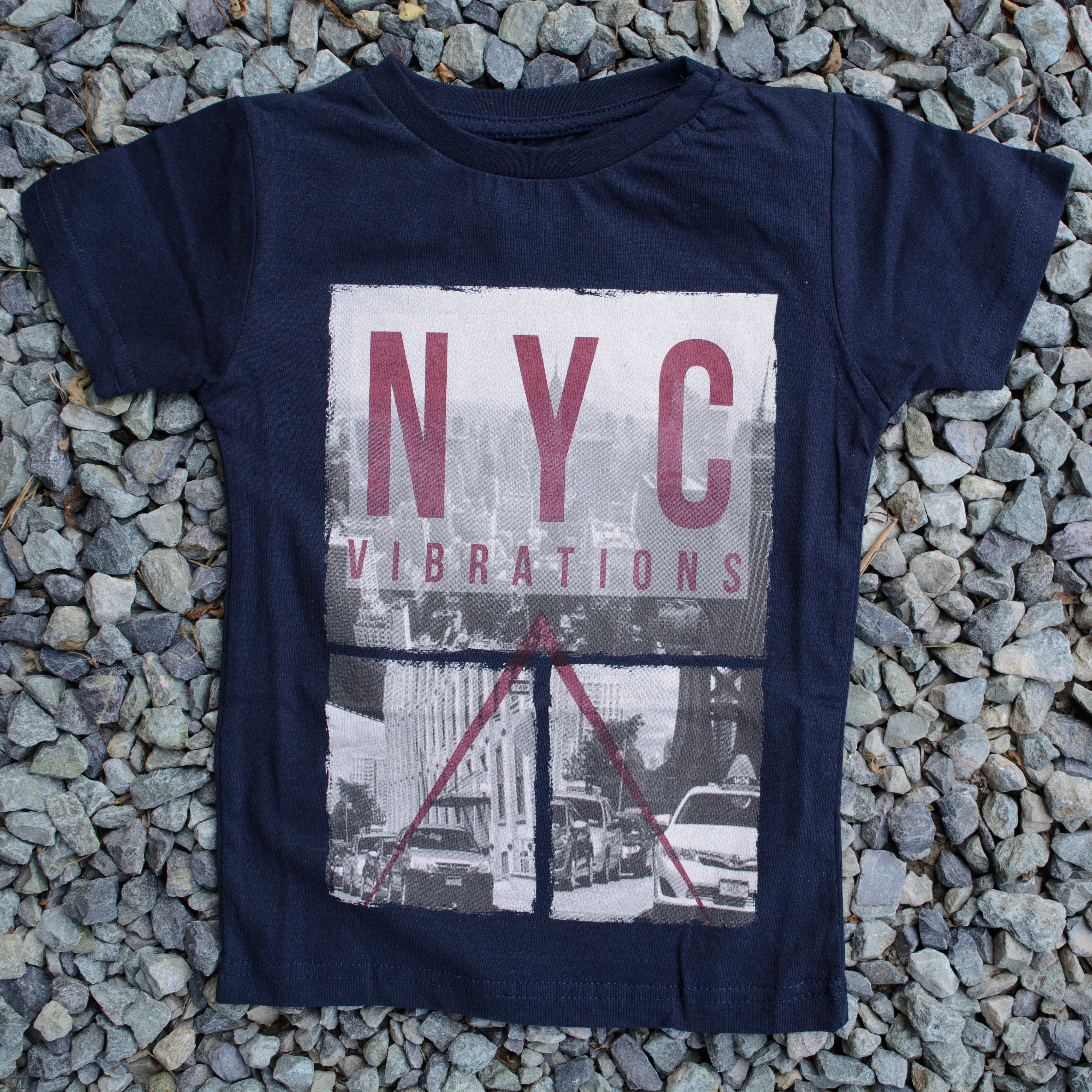 NYC Vibrations - Children's T-Shirt Outfits - T-Shirt for 2,7 Years Children's, Orange & Navy T-Shirt - Wear Sierra