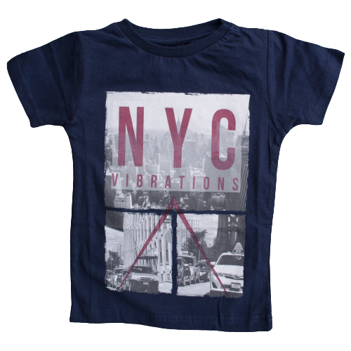 NYC Vibrations - Children's T-Shirt Outfits - T-Shirt for 2,7 Years Children's, Orange & Navy T-Shirt - Wear Sierra