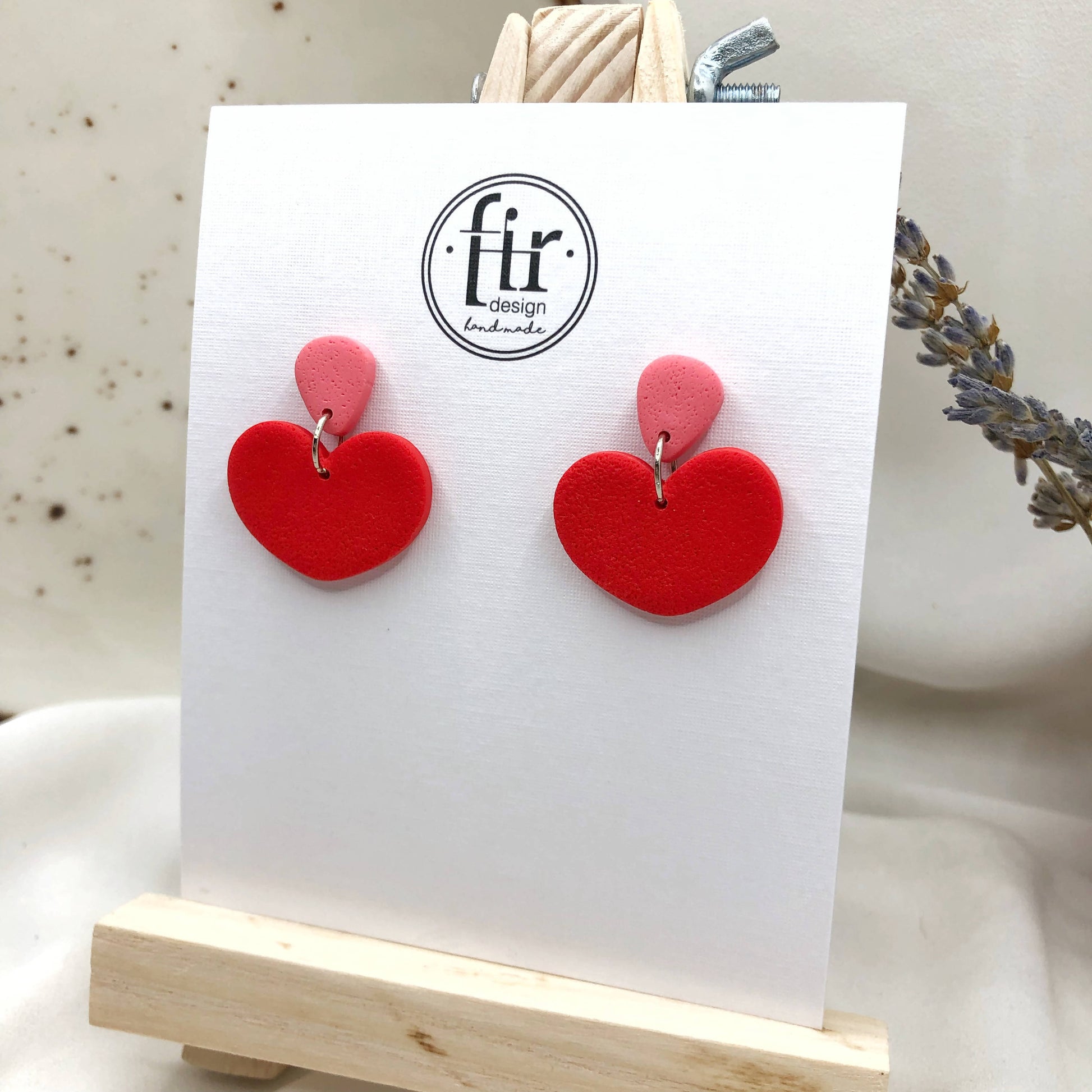 Hearts Shape Girl's Earrings - Handmade Polymer Clay Earrings - Wear Sierra