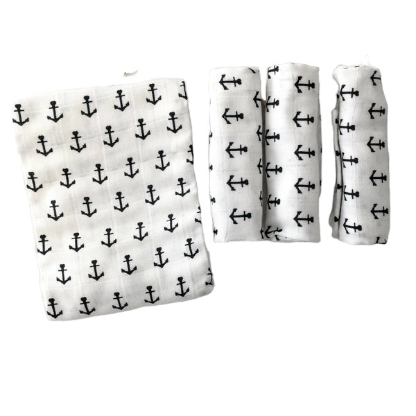 100% Cotton Muslin - Baby Washcloths, 2 Layer Ultra Soft, Absorbent Baby Wipes, Nursing Cloth (4 Pack Boxed Sets) Newborn Muslin Baby Bath or Face Towel 9.85" x 9.85" Printed Patterns - Wear Sierra