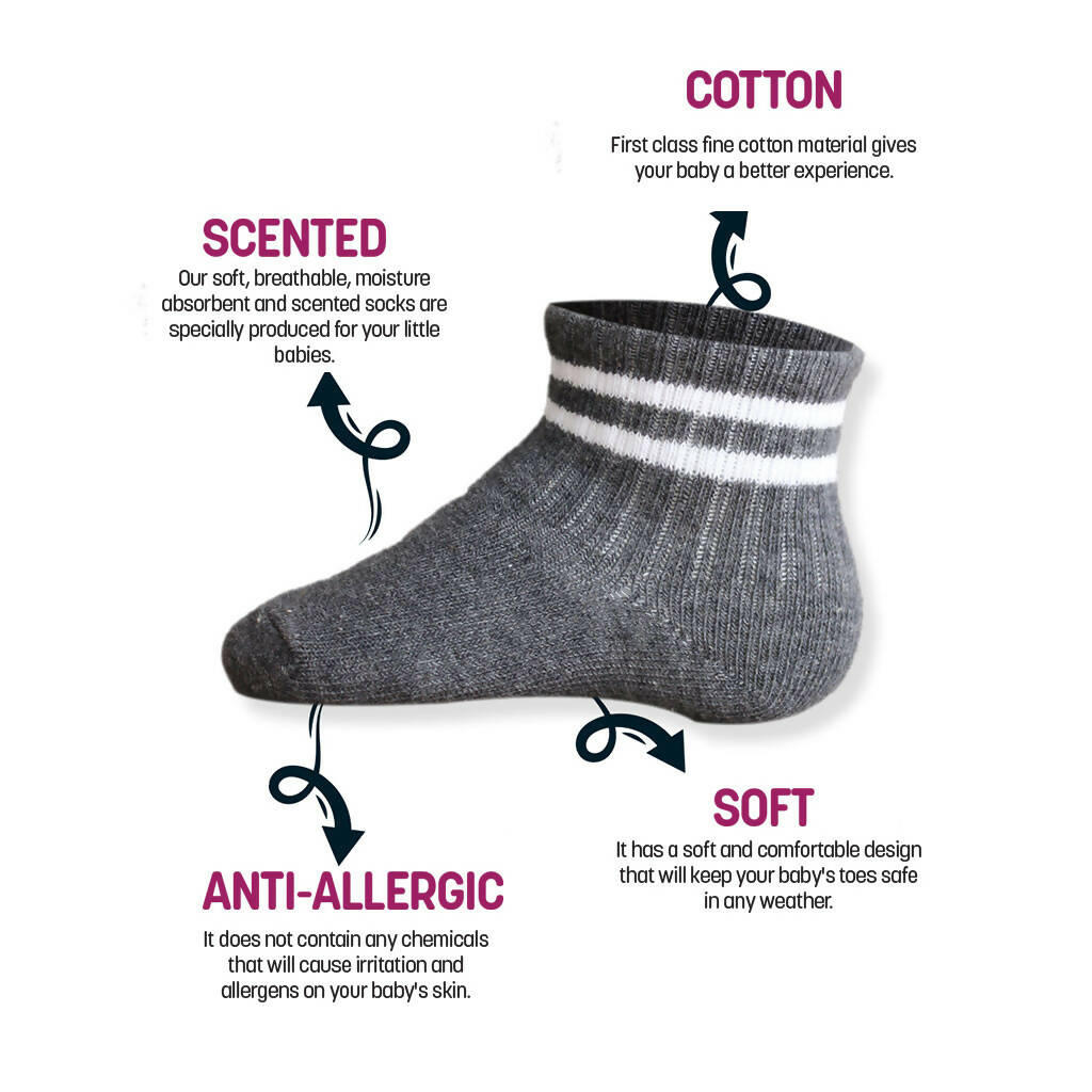 Newborn Unisex Cotton Ankle-Hi Socks with Stripes Assorted 6 Pair Pack - Wear Sierra