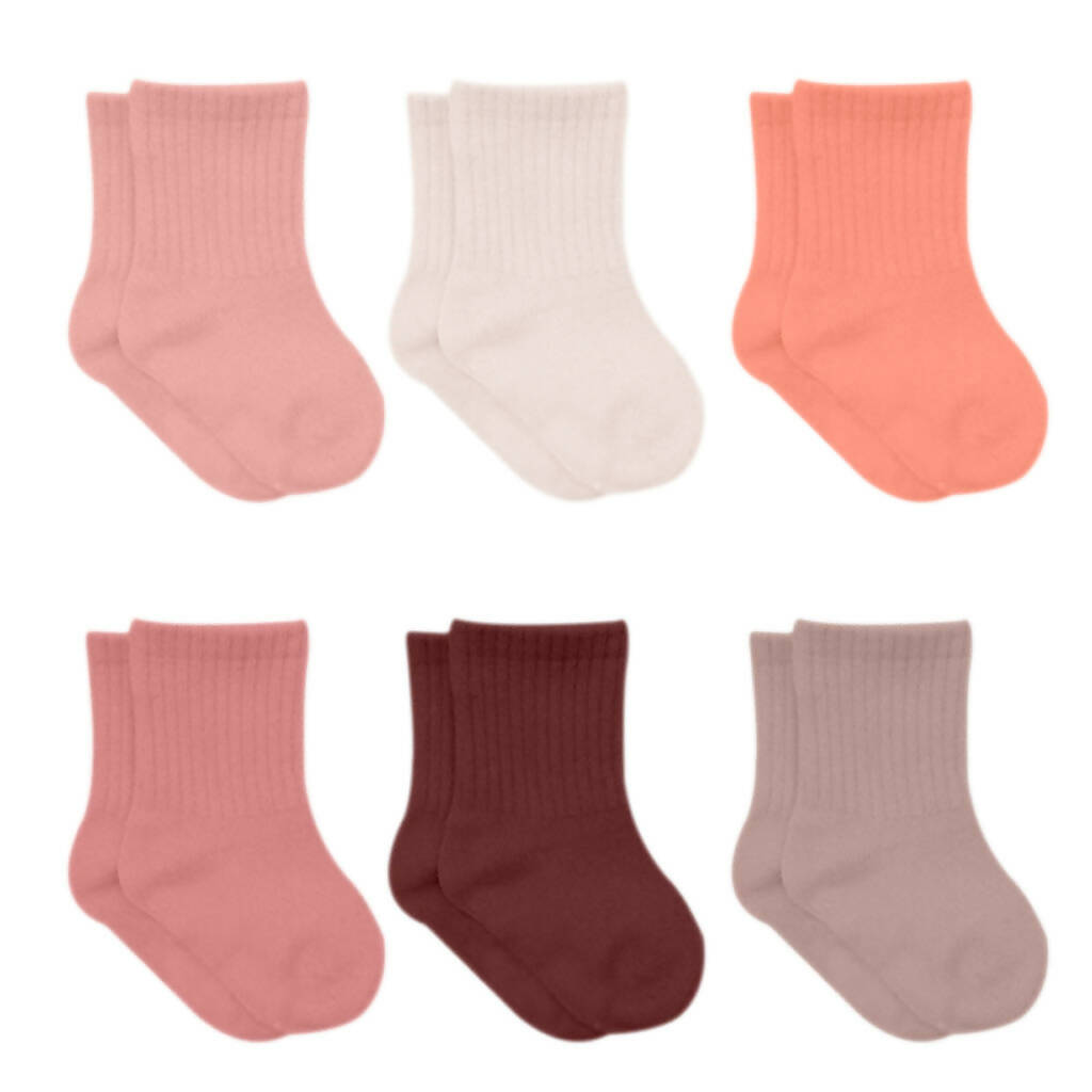 Newborn Unisex Cotton Ankle-Hi Socks Assorted 6 Pair Pack - Wear Sierra