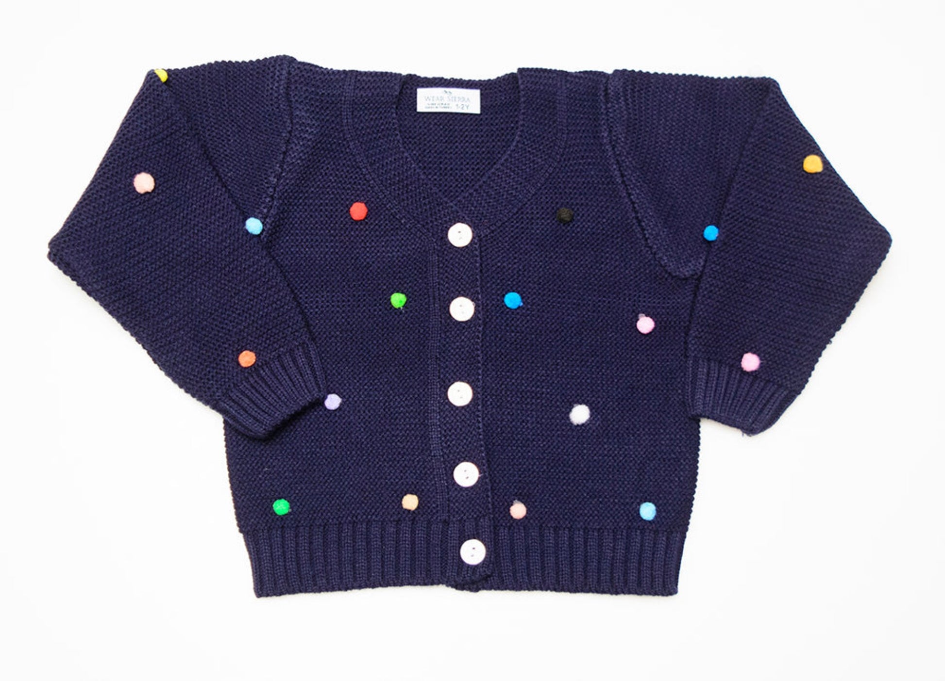 Wear Sierra Pompoms Soft Full Sleeve Cardigan For Toddler Newborn Babies Kids Girls - Wear Sierra