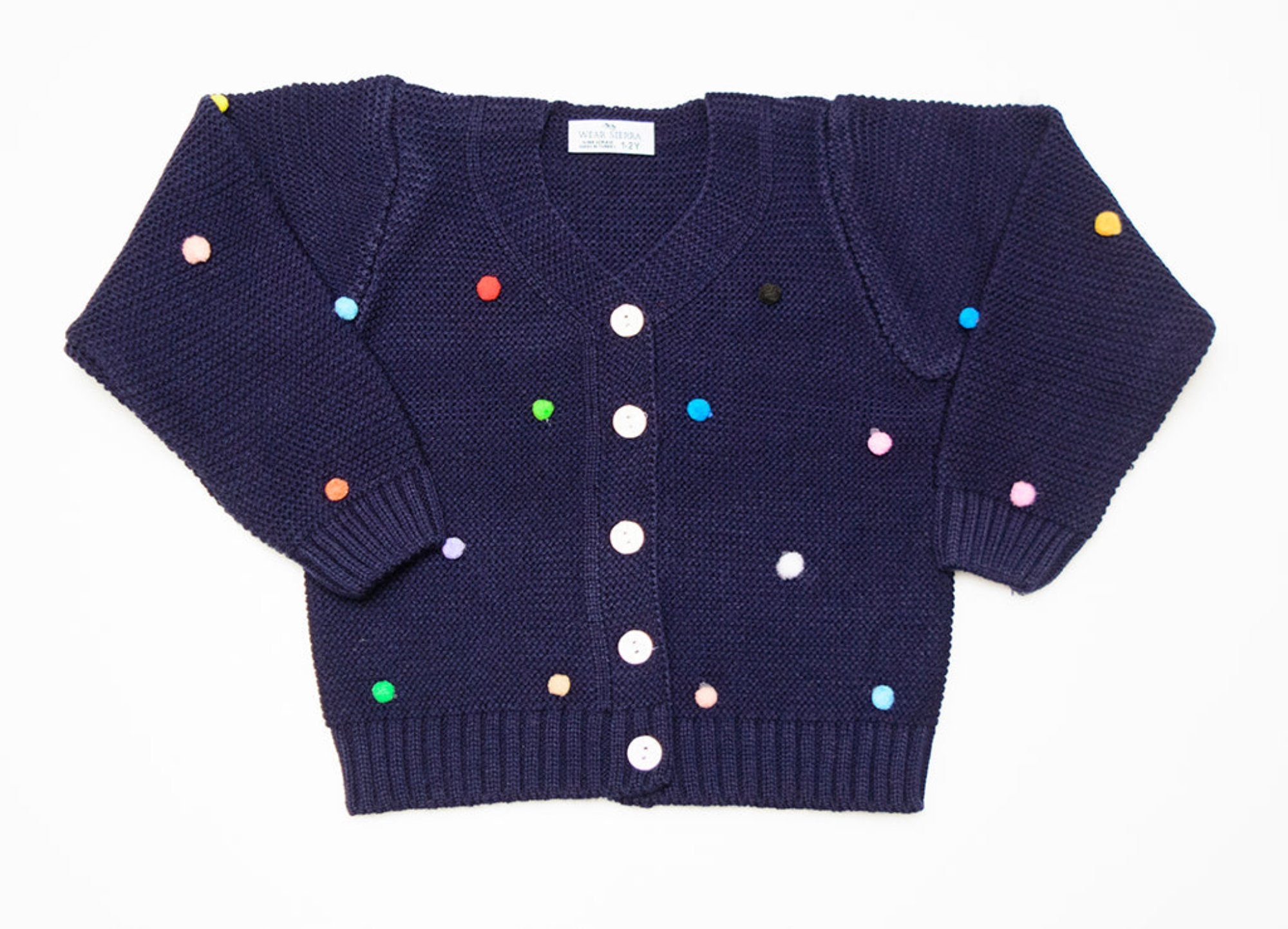 Wear Sierra Pompoms Soft Full Sleeve Cardigan For Toddler Newborn Babies Kids Girls - Wear Sierra