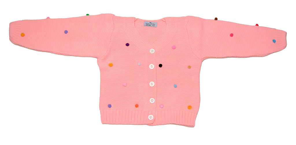 Wear Sierra Pompoms Soft Full Sleeve Cardigan For Toddler Newborn Babies Kids Girls - Wear Sierra