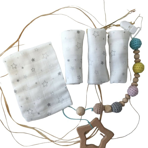 100% Cotton Muslin - Baby Washcloths, 2 Layer Ultra Soft, Absorbent Baby Wipes, Nursing Cloth (4 Pack Boxed Sets) Newborn Muslin Baby Bath or Face Towel 9.85" x 9.85" Printed Patterns - Wear Sierra