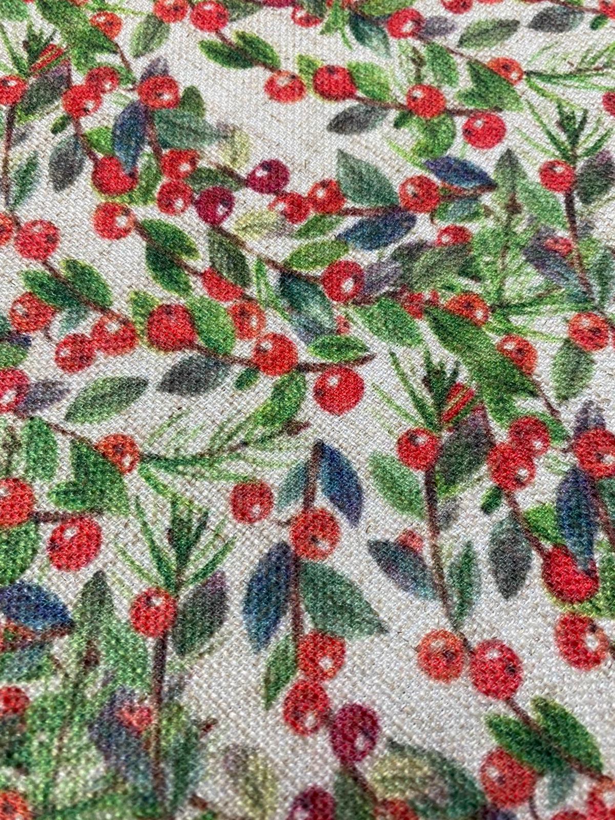 Poinsettia and Holly Pattern Table Cloth, 55"W x 86"L - Wear Sierra