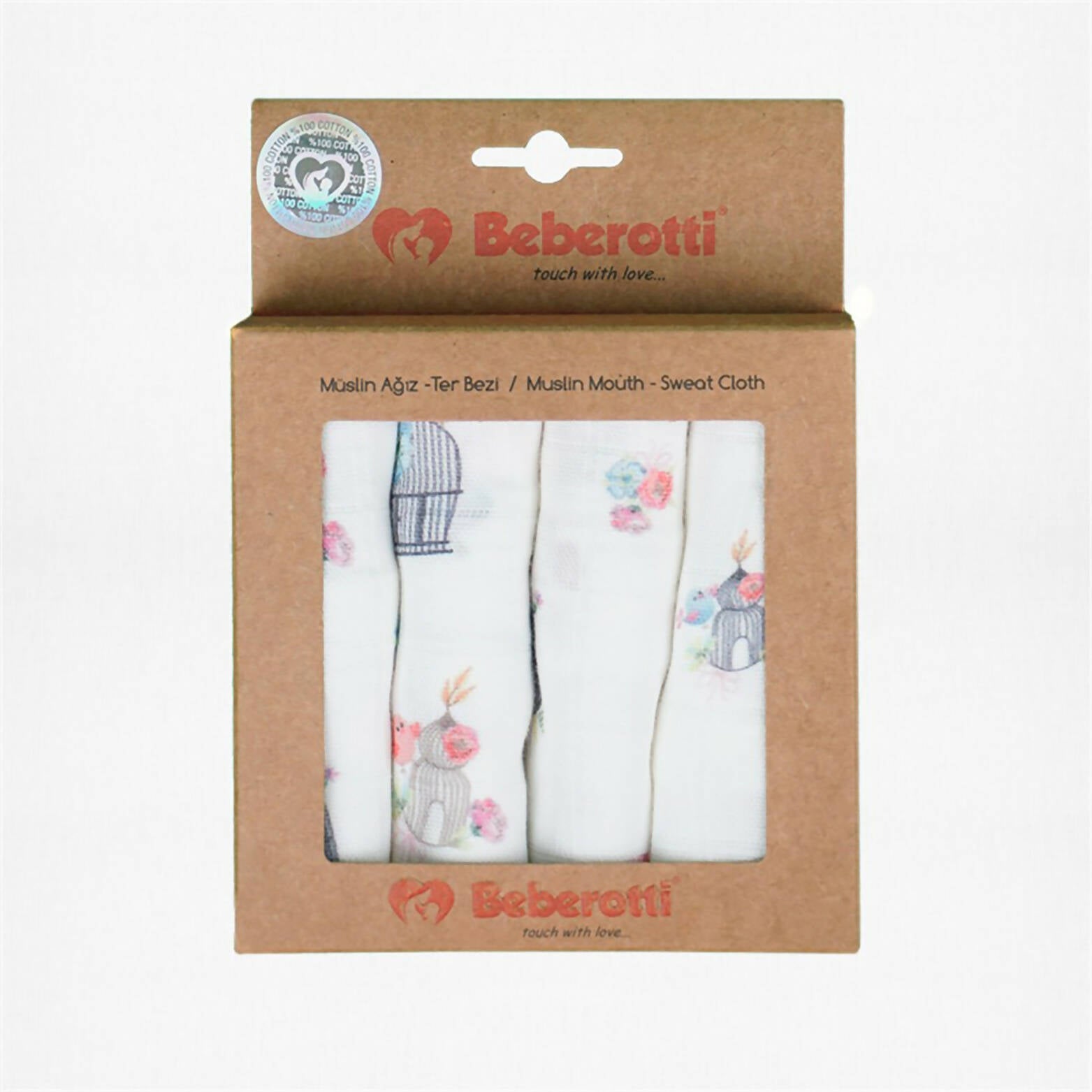 100% Cotton Muslin - Baby Washcloths, 2 Layer Ultra Soft, Absorbent Baby Wipes, Nursing Cloth (4 Pack Boxed Sets) Newborn Muslin Baby Bath or Face Towel 9.85" x 9.85" Printed Patterns - Wear Sierra