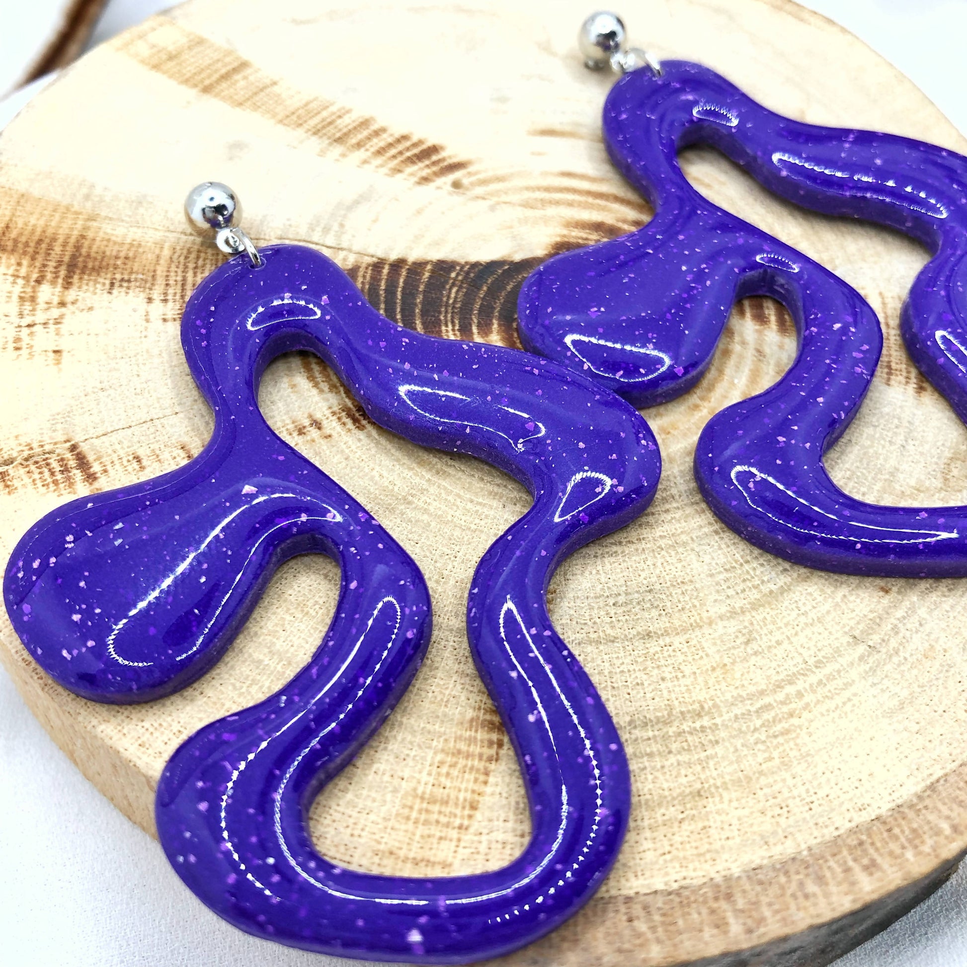 Bright Purple Earrings, Hand Crafted Free Form Earrings , Nickel Free Ear Back Earrings - Wear Sierra
