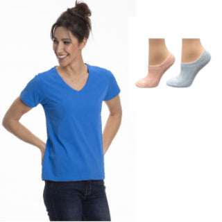 Blue T-shirt for Women - Women's V-Neck T-Shirt and Ankle Hi Sock 2 Pack Socks - Wear Sierra