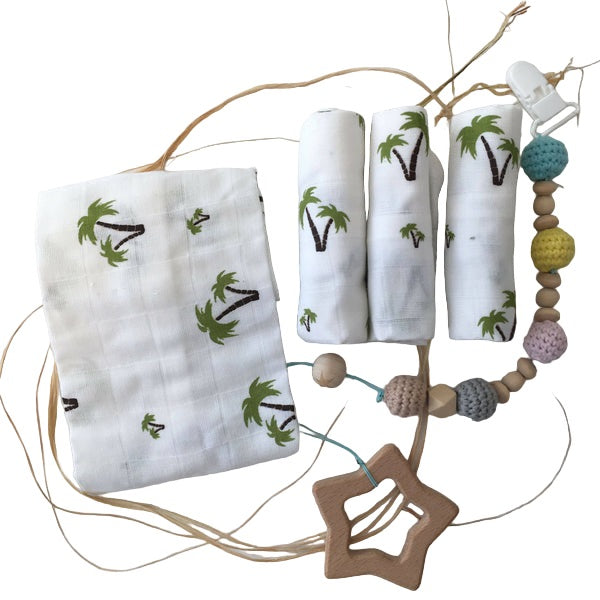 100% Cotton Muslin - Baby Washcloths, 2 Layer Ultra Soft, Absorbent Baby Wipes, Nursing Cloth (4 Pack Boxed Sets) Newborn Muslin Baby Bath or Face Towel 9.85" x 9.85" Printed Patterns - Wear Sierra