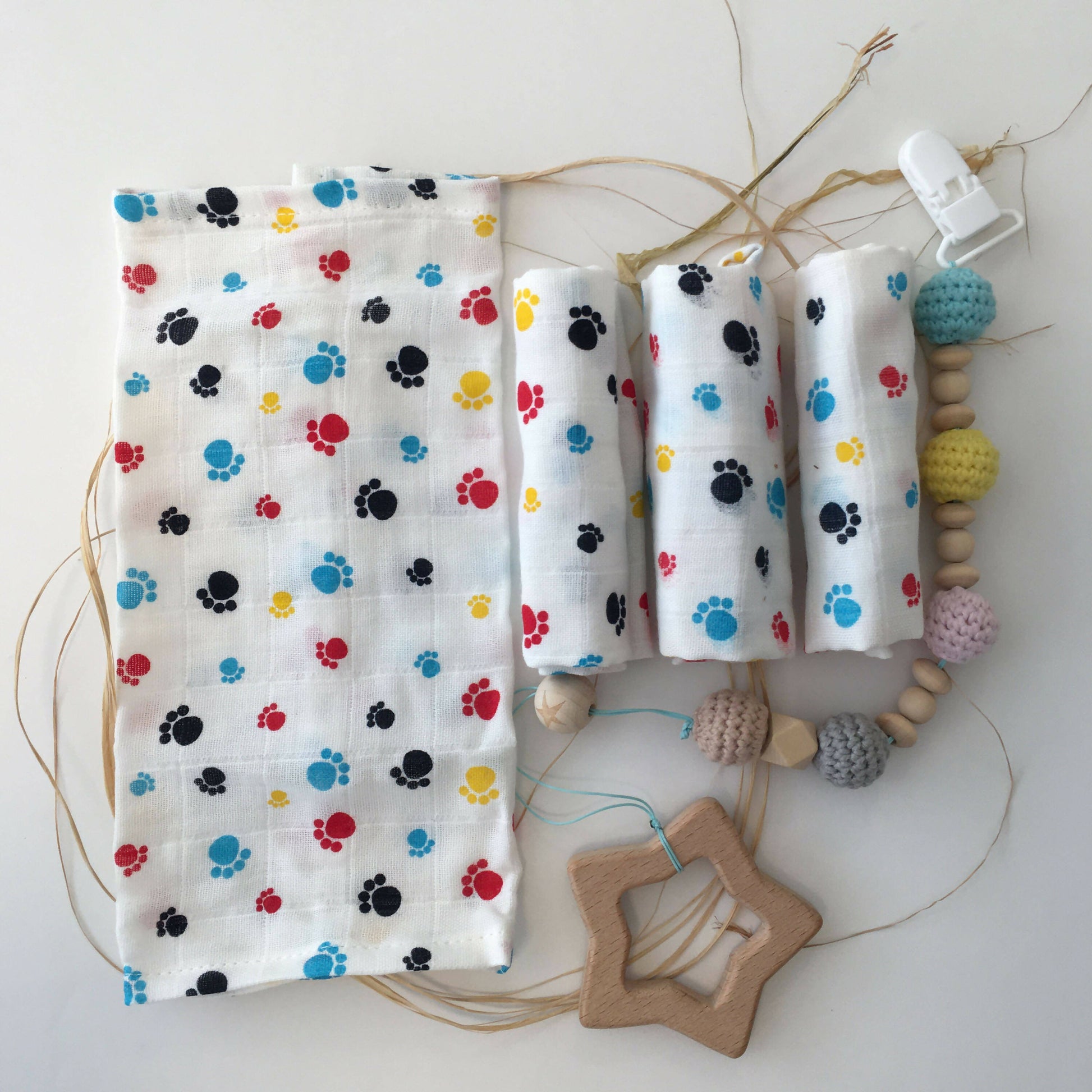 100% Cotton Muslin - Baby Washcloths, 2 Layer Ultra Soft, Absorbent Baby Wipes, Nursing Cloth (4 Pack Boxed Sets) Newborn Muslin Baby Bath or Face Towel 9.85" x 9.85" Printed Patterns - Wear Sierra