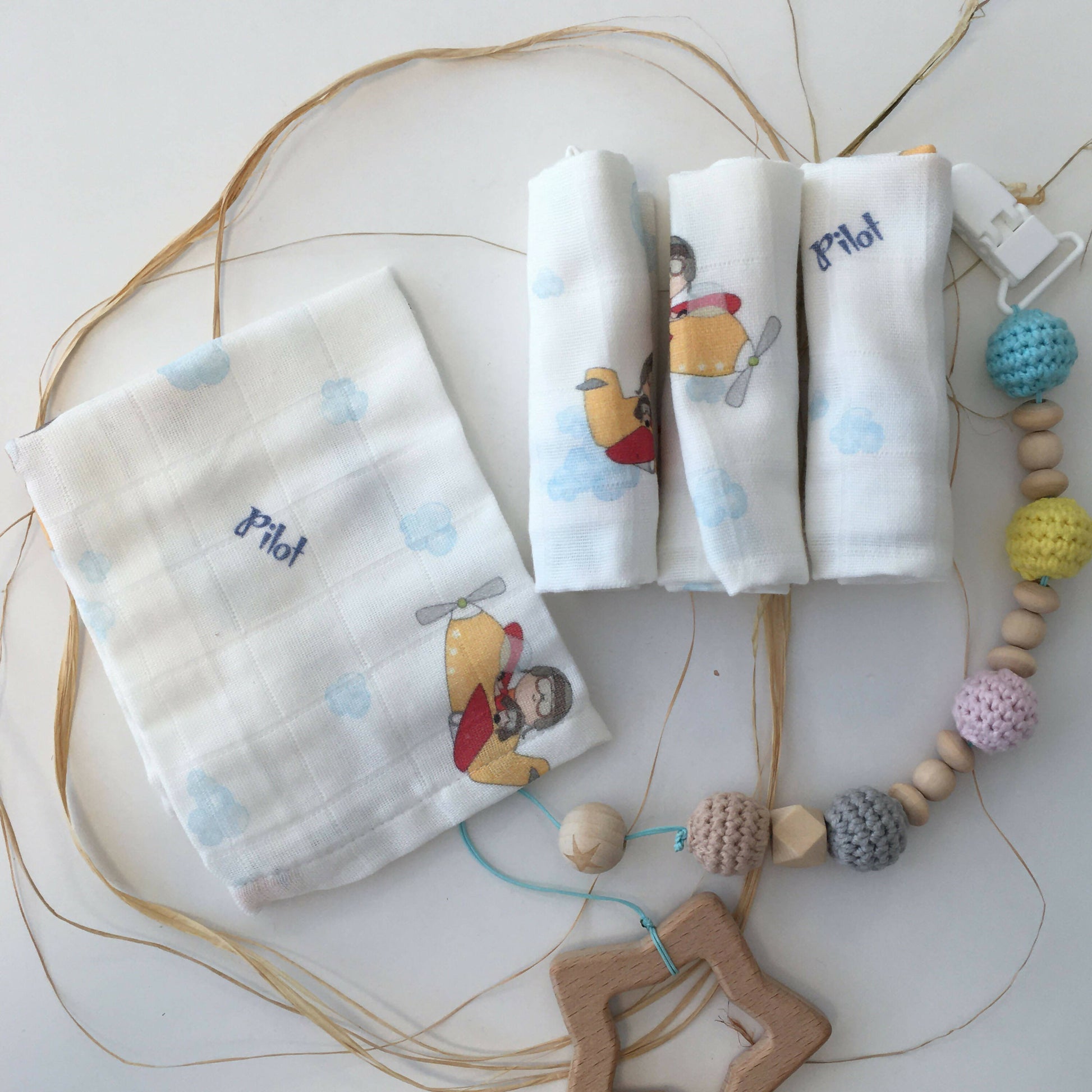 100% Cotton Muslin - Baby Washcloths, 2 Layer Ultra Soft, Absorbent Baby Wipes, Nursing Cloth (4 Pack Boxed Sets) Newborn Muslin Baby Bath or Face Towel 9.85" x 9.85" Printed Patterns - Wear Sierra