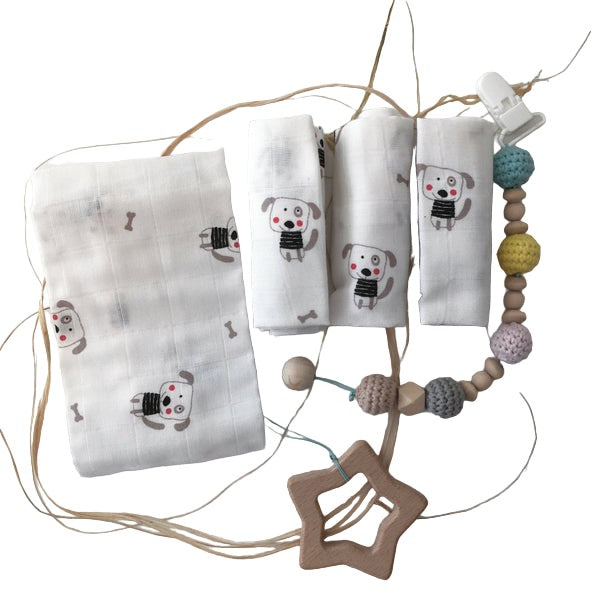 100% Cotton Muslin - Baby Washcloths, 2 Layer Ultra Soft, Absorbent Baby Wipes, Nursing Cloth (4 Pack Boxed Sets) Newborn Muslin Baby Bath or Face Towel 9.85" x 9.85" Printed Patterns - Wear Sierra