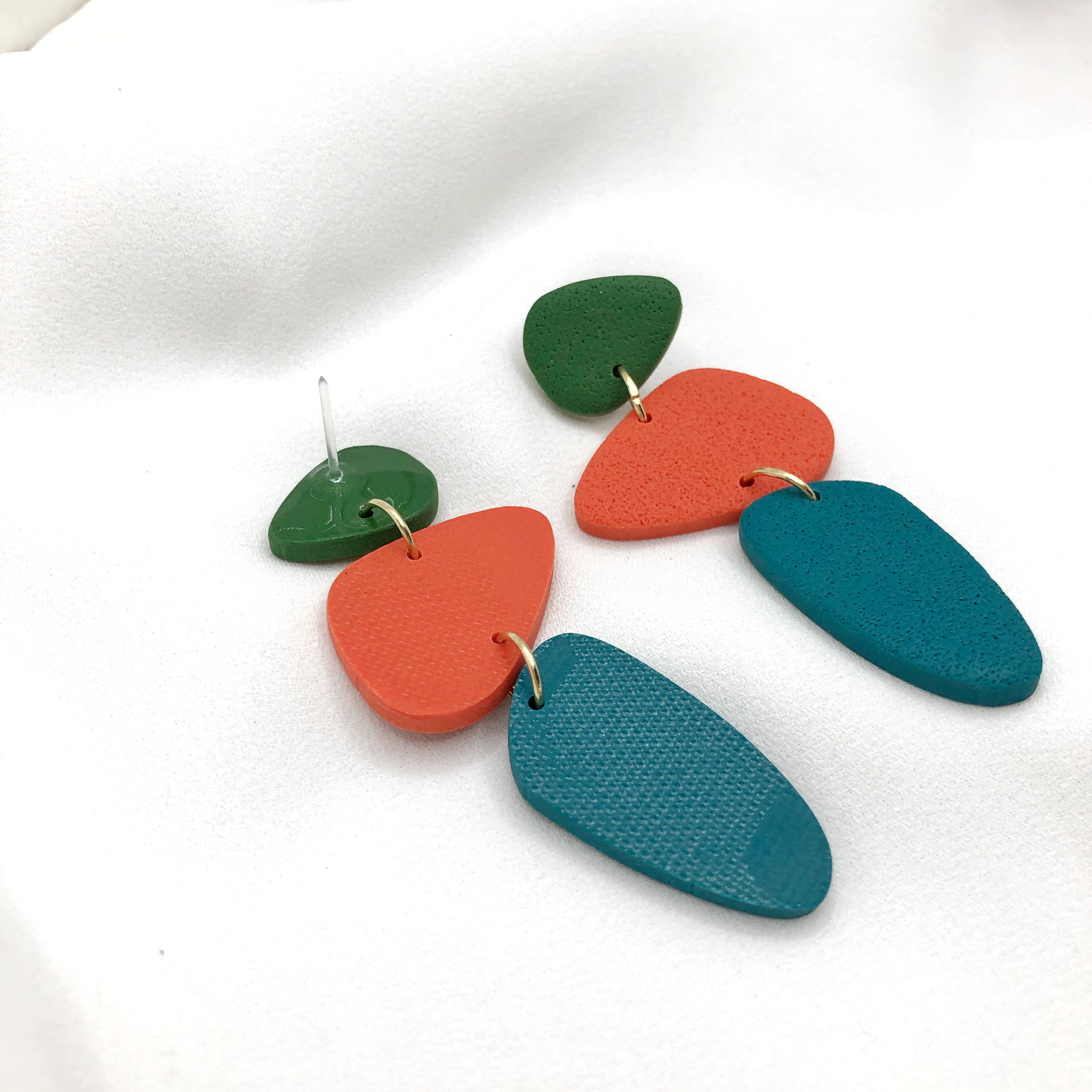 Autumn Trio Handmade Polymer Clay Earrings - Stylish Anti Allergic Earbacks - Wear Sierra