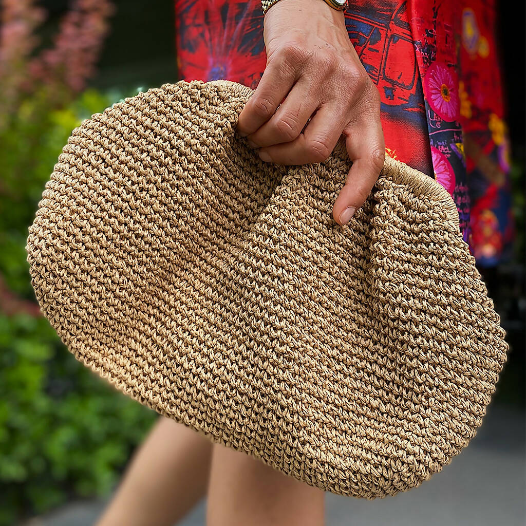 Hand Crafted Clutch Women's Purse Made From Organic Natural Paper Yarn - Wear Sierra