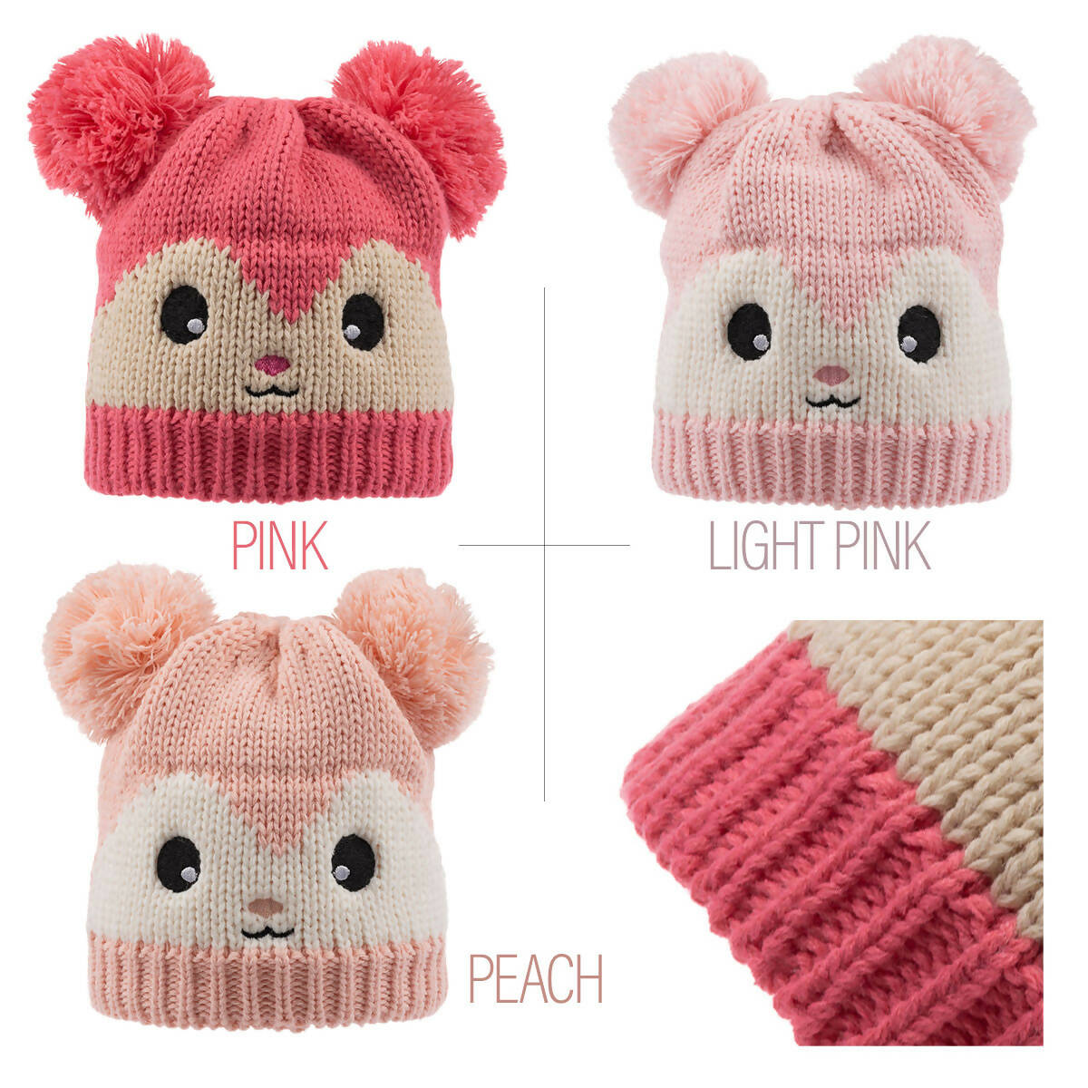 Sierra Baby Girl Knitted Cute Winter Beanie Hats For Infants (0-18 Months) - Wear Sierra