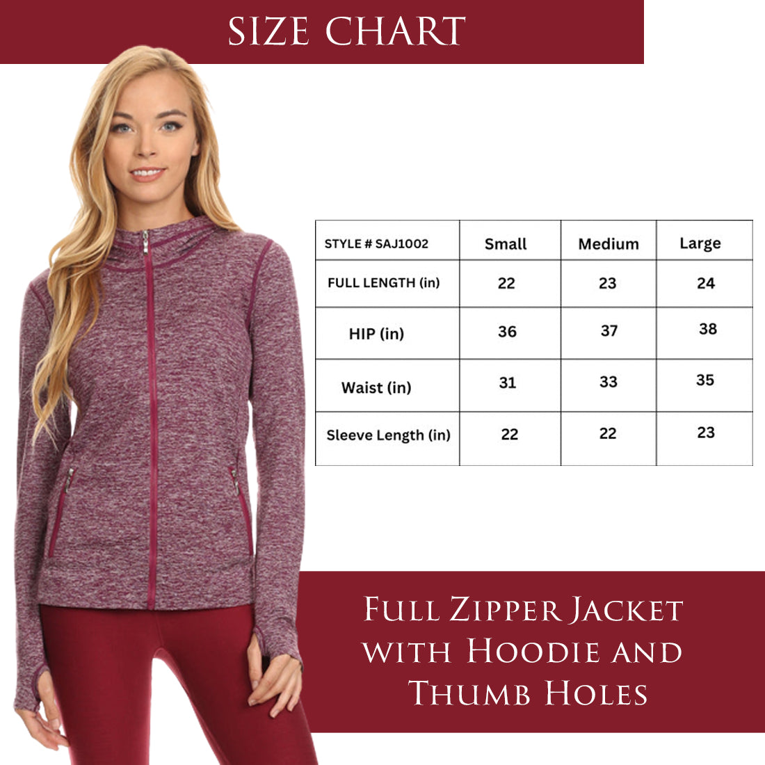 Women's Seamless Athletic Slim Fit Full Zipper Jacket with Hoodie and Thumb Holes - Wear Sierra