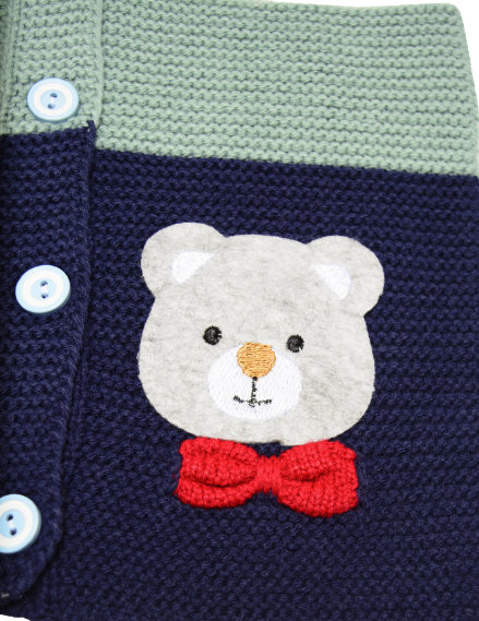 Wear Sierra 3 Striped Half Sleeve Bear Cute Design V-Neck  Sweaters For Toddlers And Kids - Wear Sierra