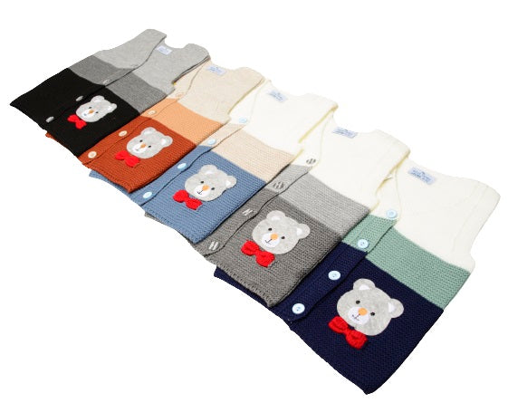Wear Sierra 3 Striped Half Sleeve Bear Cute Design V-Neck  Sweaters For Toddlers And Kids - Wear Sierra