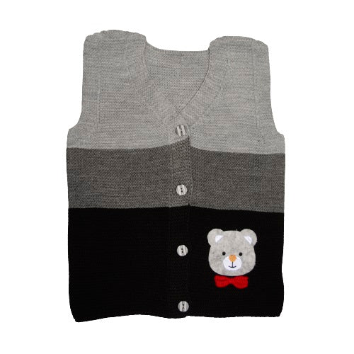 Wear Sierra 3 Striped Half Sleeve Bear Cute Design V-Neck  Sweaters For Toddlers And Kids - Wear Sierra