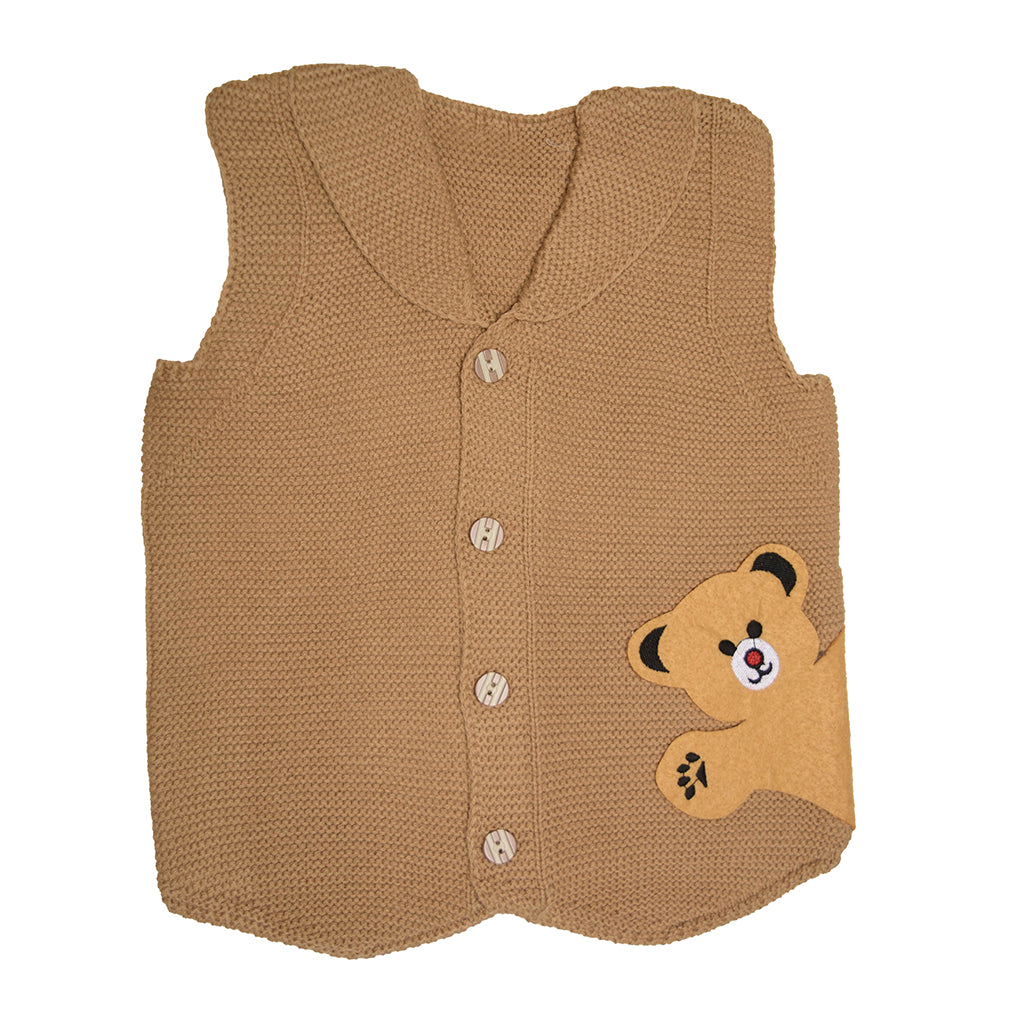 Wear Sierra Solid Half Sleeve Bear Cute Design V-Neck  Sweaters For Toddlers And Kids - Wear Sierra