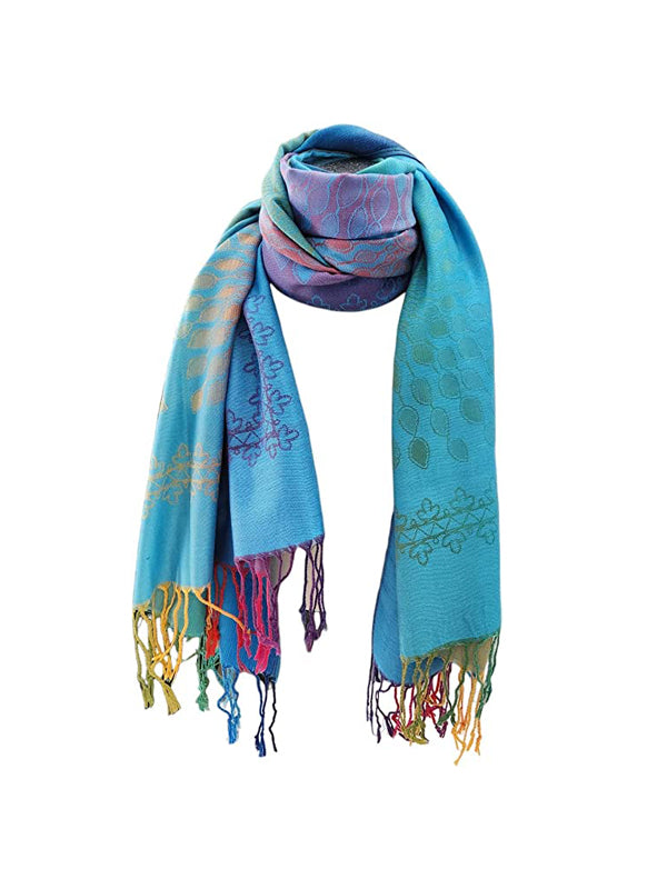 Aztec Design Shawl, Lightweight Rainbow Colors Jewel - Tones, Beach or Lake Cover Up Scarf, Oversized Scarf, Gifts for Moms and Daughter - Wear Sierra