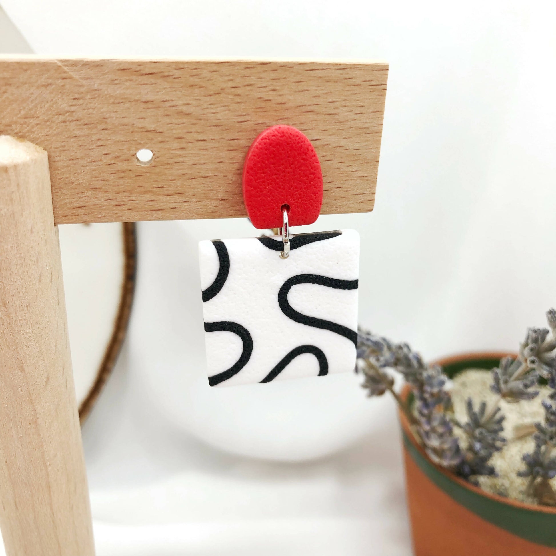 Waves Handmade Polymer Clay Earrings - Colorful Clay Earring Accessories - Wear Sierra