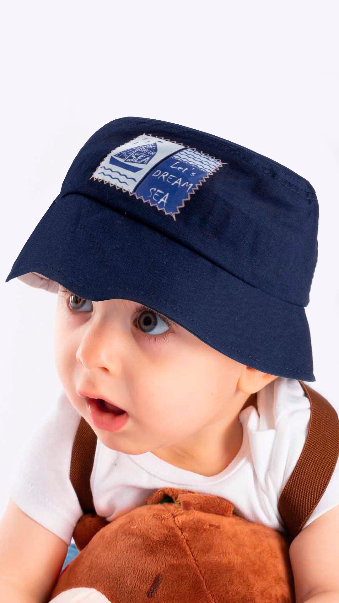 Kids Bucket Hat, Let's Dream Sea Theme Baby Cotton Summer Hat