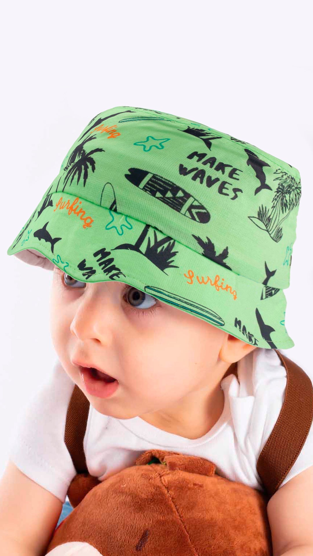 Toddler Bucket Hat - Make Waves Cotton Printed Toddler Summer Hat, 1 - 3  Years