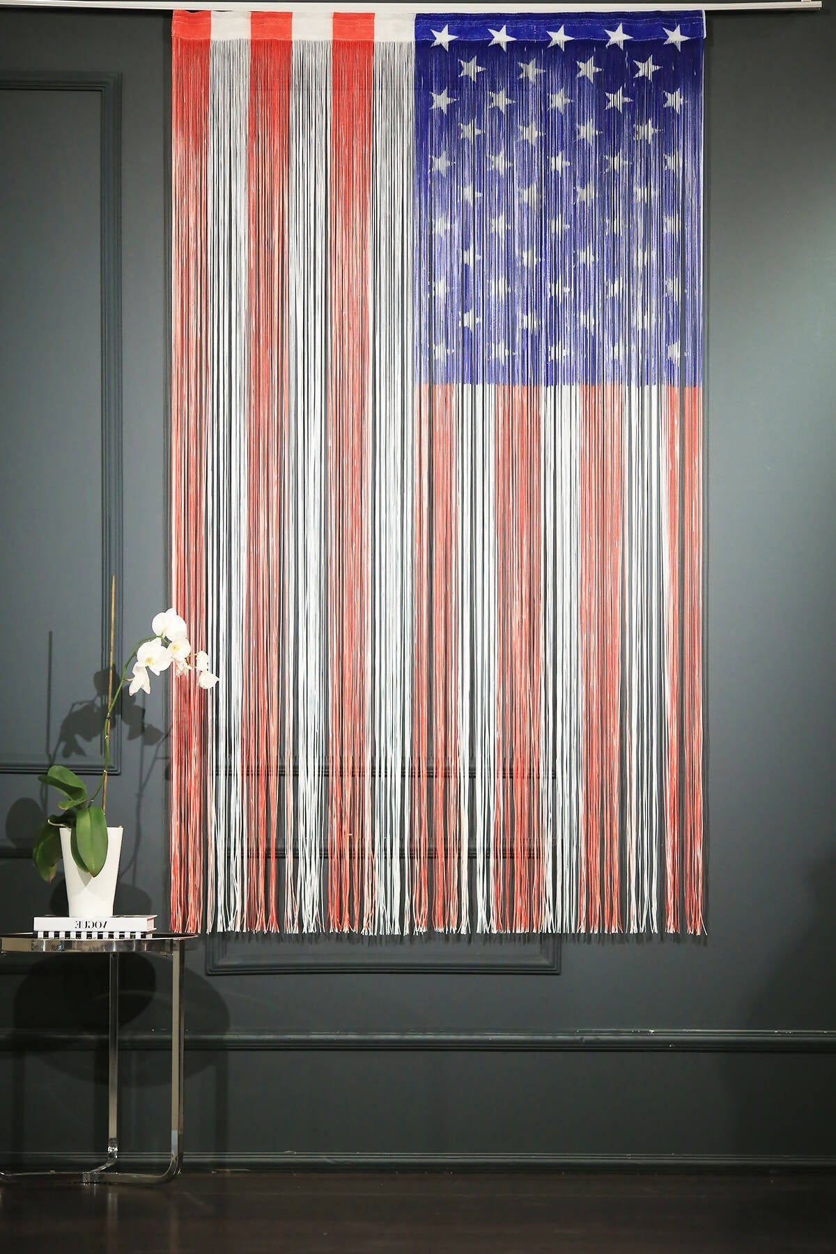 American Flag String Curtain - July 4th Decorating, Great for Barbeques, Picnics, Weddings - Wear Sierra