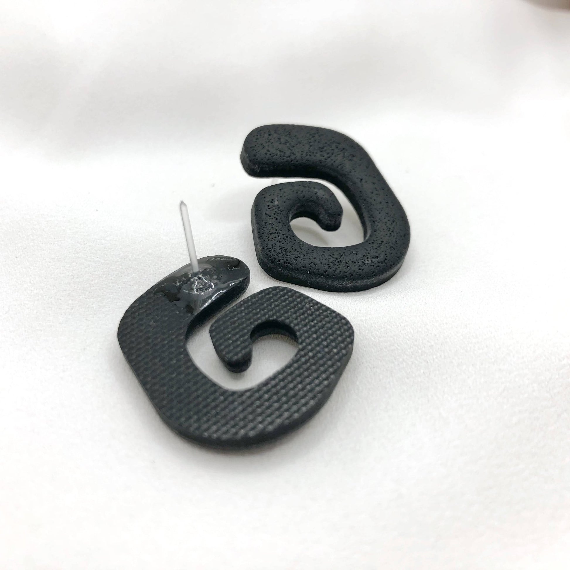 Artisan Made Black Polymer Clay Earrings - Nickel Free - Wear Sierra